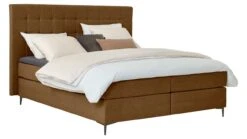 Boxspring Jade Vlak Met Gestoffeerd Matras -Bedden Verkoopwinkel Boxspring Jade vlak met gestoffeerd matras cognac 4