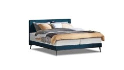 Boxspring Viggo Vlak Met Silver Pocket Deluxe Foam Matras -Bedden Verkoopwinkel Boxspring Viggo vlak met Silver Pocket Deluxe Foam matras oakland blauw 3
