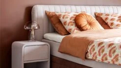 Opbergbox Ruby Vlak Met Gestoffeerde Matras -Bedden Verkoopwinkel Opbergbox Ruby vlak met gestoffeerde matras roze bruin 3