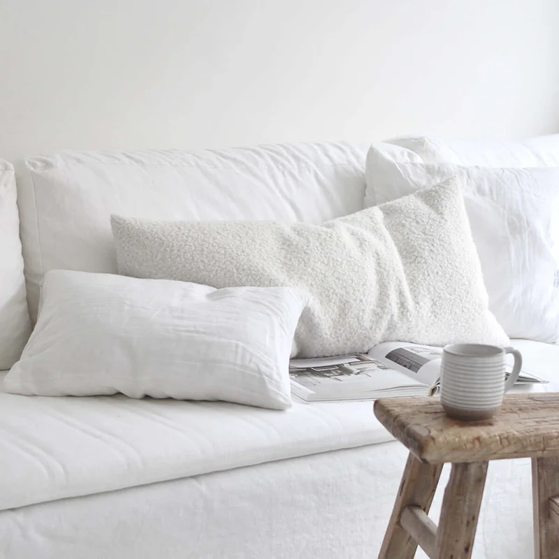 Bedden Verkoopwinkel -Bedden Verkoopwinkel rechthoekig kussen wit linnen